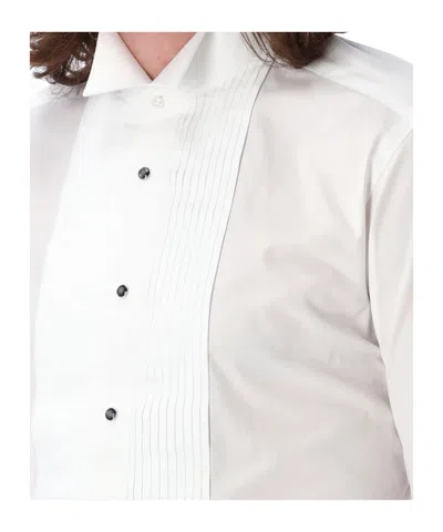 Junya Watanabe Tailored Shirt With Pleated Front And Long Sleeves In White