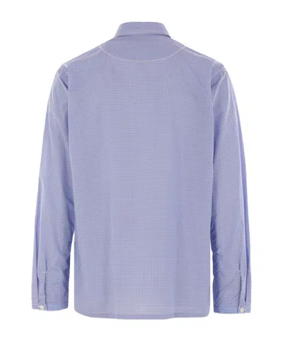 Junya Watanabe Mens Patchwork Check-print Cotton-poplin Shirt Sax/wht X Mix