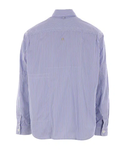 Junya Watanabe Striped Long-sleeved Shirt In Blue