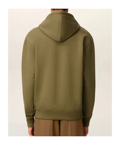 Ami Alexandre Mattiussi Cotton Contrast Ami De Coeur Hoodie In Green
