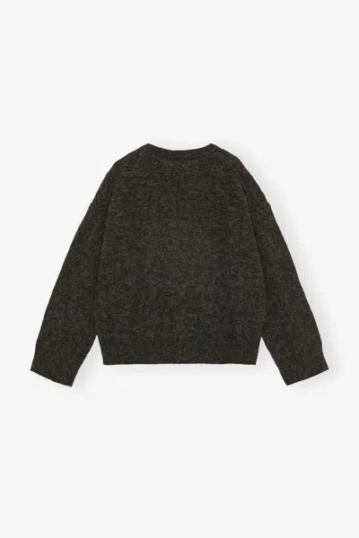 Ganni Jersey With Banana And Logo In Black
