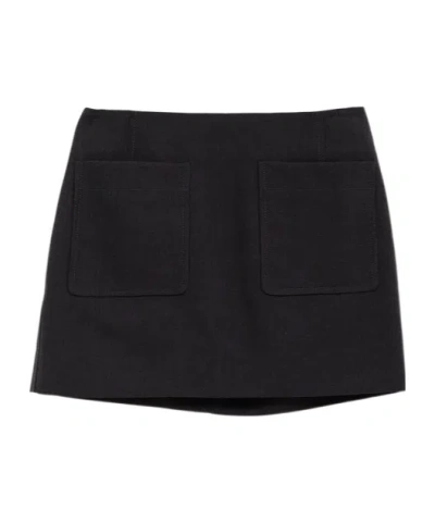 Bottega Veneta Graphite Cotton Blend Mini Skirt In Black