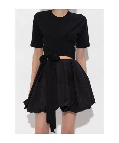 Alaïa Viscose Blend Crepe Top In Black