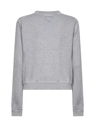 Prada Long Sleeve Sweatshirt In Gray