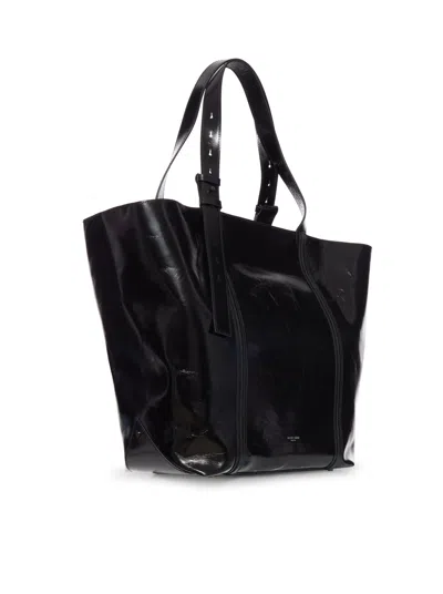 Golden Goose Adjustable Strap Shoulder Bag With High Shine Finish In Black