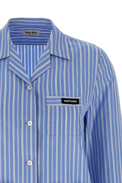 Miu Miu Striped Shirt In Blue