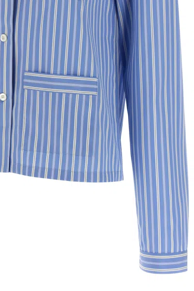 Miu Miu Striped Shirt In Blue