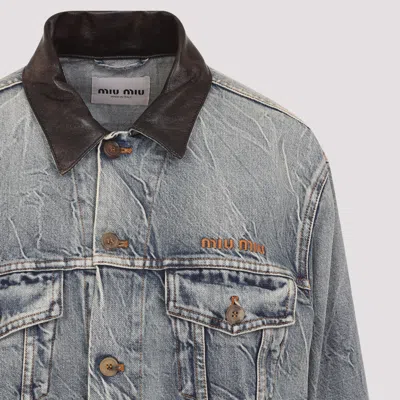 Miu Miu Long Sleeve Denim Jacket In Blue