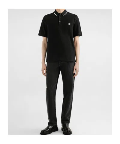 Dolce & Gabbana Polo Shirt In Piqué De Coton In Black