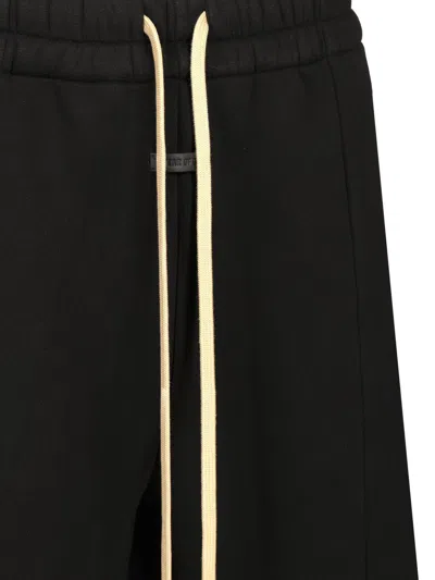Fear Of God Black Pants With Elastic Drawstring And Wide Leg In Cotton Blend Man In Black