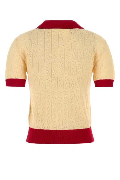 Valentino Garavani Two-tone Linen Blend Polo Shirt In Neutral