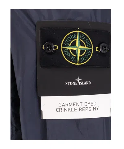 Stone Island Recycled Nylon Jacket Featuring Removable Patch In Blue