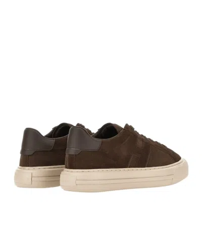 Hogan H691 Lace-up Sneakers With Suede Upper And Memory Foam Comfort In Brown