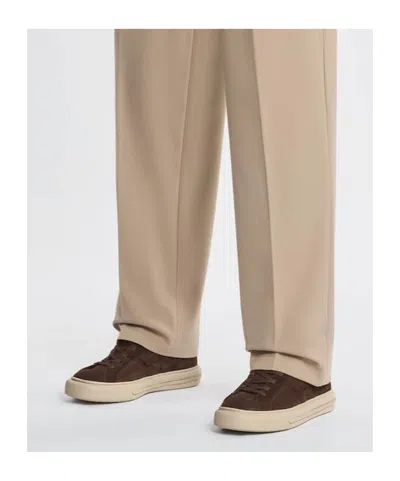 Hogan H691 Lace-up Sneakers With Suede Upper And Memory Foam Comfort In Brown
