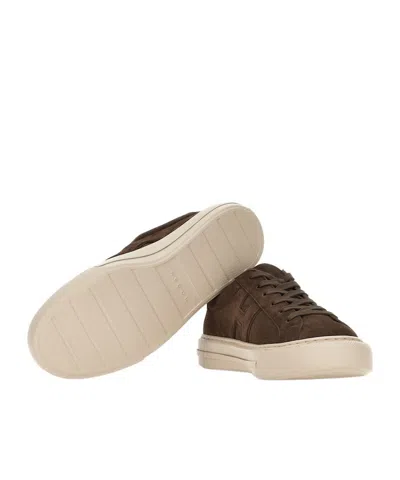 Hogan H691 Lace-up Sneakers With Suede Upper And Memory Foam Comfort In Brown