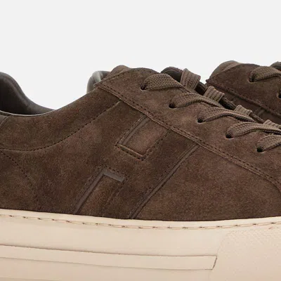 Hogan H691 Lace-up Sneakers With Suede Upper And Memory Foam Comfort In Brown