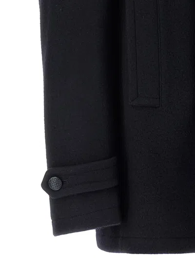 Tagliatore Black Double-breasted Coat With Wide Notched Revers In Black