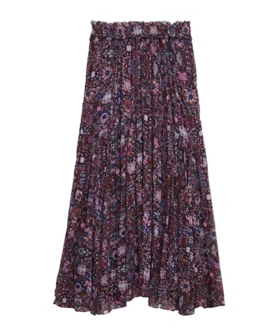 Isabel Marant Étoile Besma Long Printed Crepe Skirt In Purple