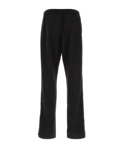 Ferragamo Trousers Wool Blend Elastic Waistband In Black