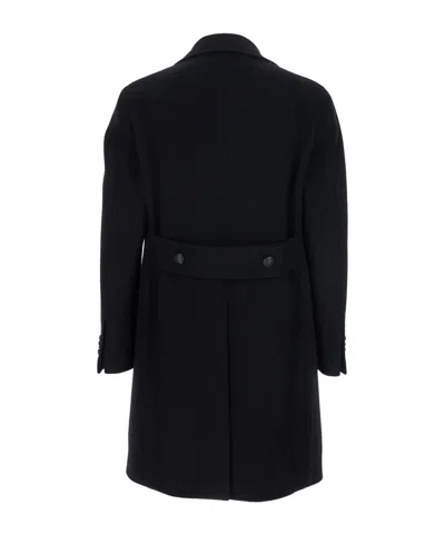 Tagliatore 'arden' Black Double-breasted Coat With Notched Revers