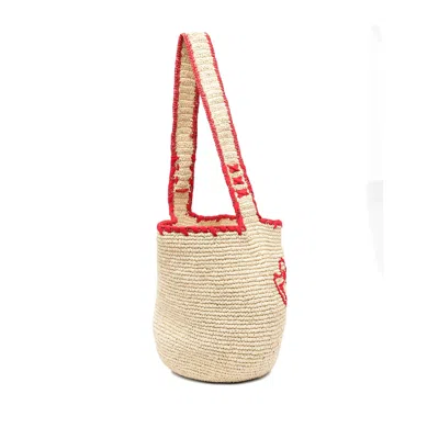 Marni Natural Raffia And Blue Nassa Medium Hobo Bag
