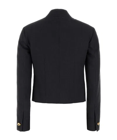 Bottega Veneta Cotton Blend Blazer Front Pockets In Black