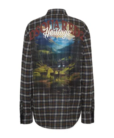 Dsquared2 Dsquared Embroidered Flanel Shirt In Blue