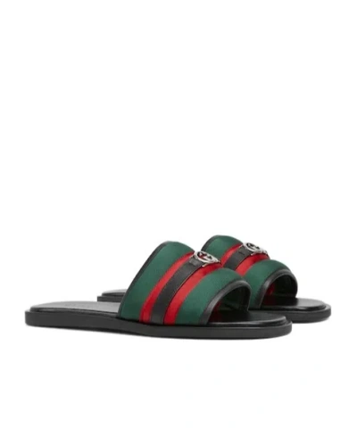 Gucci Men's Slide Sandal With Interlocking G In Multi