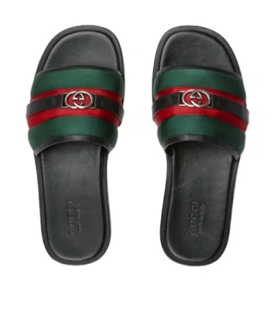 Gucci Men's Slide Sandal With Interlocking G In Multi