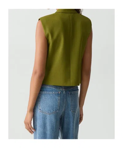 Theory Double-breasted Vest In City Twill In Green