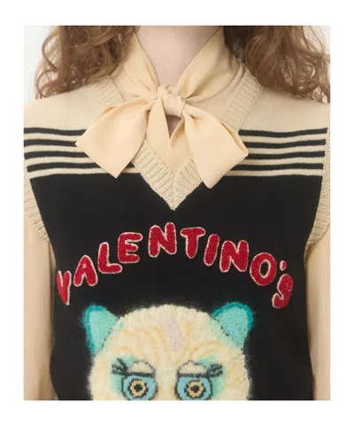 Valentino Virgin Wool Le Chat De La Maison Sweater Vest In Multi