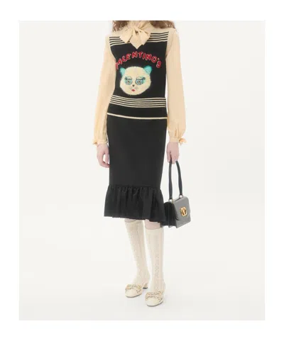 Valentino Virgin Wool Le Chat De La Maison Sweater Vest In Multi