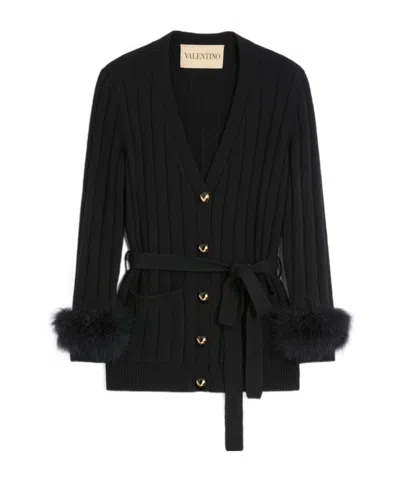 Valentino V-neck Long-sleeved Sweater In Black