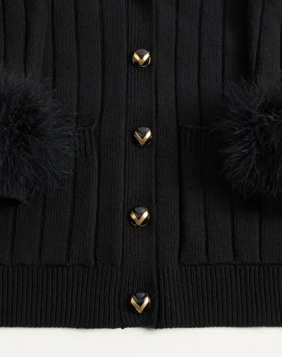 Valentino V-neck Long-sleeved Sweater In Black