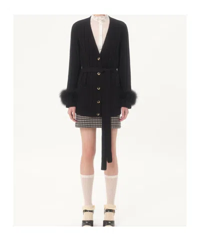 Valentino V-neck Long-sleeved Sweater In Black