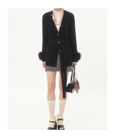 Valentino V-neck Long-sleeved Sweater In Black