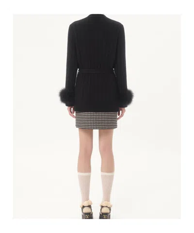 Valentino V-neck Long-sleeved Sweater In Black