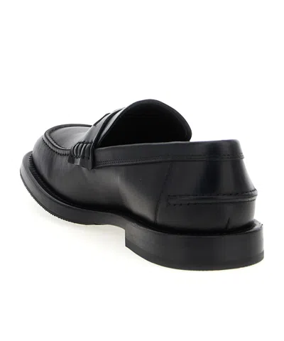 Moschino Strap Penny Round Toe Loafers In Black