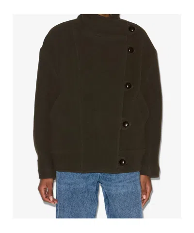 Isabel Marant Hanis Short Wool Blend Coat In Green