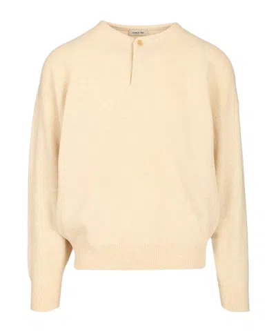 Fear Of God Edge Knit Crewneck Sweater Knitwear White In Neutral