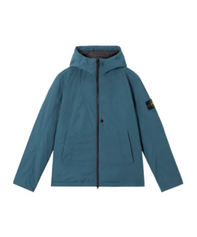 Stone Island Micro Twill Padded Hood Jacket In Blue