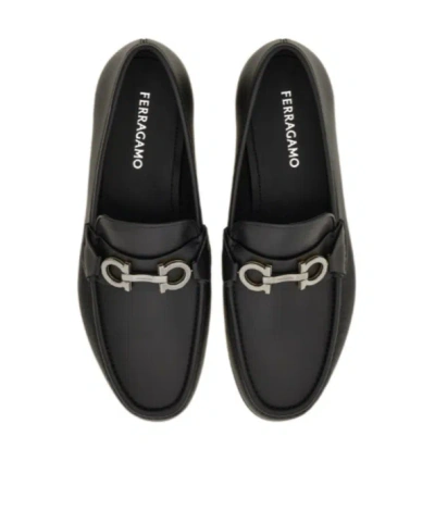 Ferragamo Moccasin With Gancini Decoration In Black