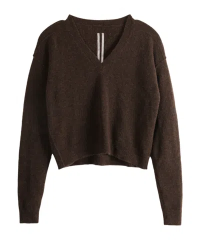Rick Owens V-neck Sweater In Brown
