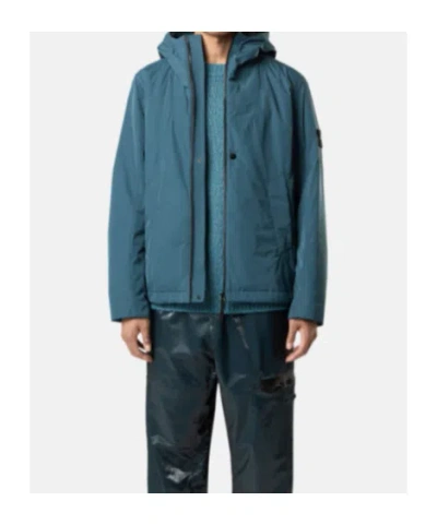 Stone Island Micro Twill Padded Hood Jacket In Blue