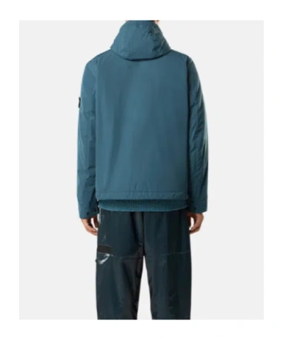 Stone Island Micro Twill Padded Hood Jacket In Blue