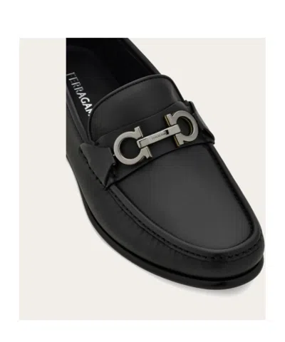 Ferragamo Moccasin With Gancini Decoration In Black