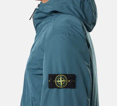 Stone Island Micro Twill Padded Hood Jacket In Blue