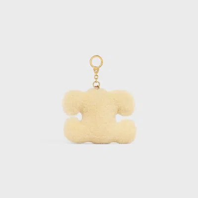 Celine Triomphe Pom-pom Charm In Shearling And Calfskin In Yellow