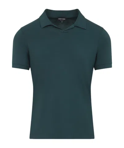 Giorgio Armani Woods Green Viscose Polo With Polo Collar In Green