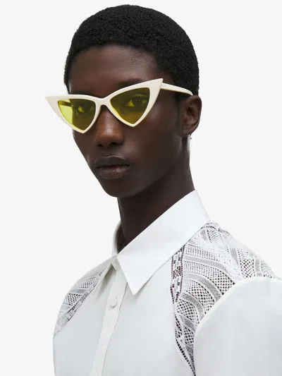 Alexander Mcqueen Women's Spike Sunglasses In Ivory/yellow
